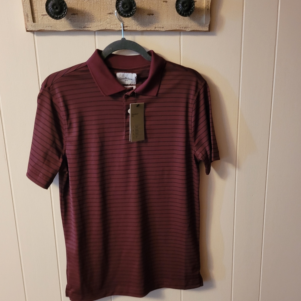 Good Fellows Men's Small Maroon Striped  Shirt, NWT